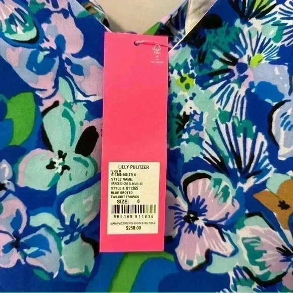 Lilly Pulitzer Grace Tiered Midi Dress NEW Blue Grotto Twilight Tropics Size 6 - Picture 7 of 7
